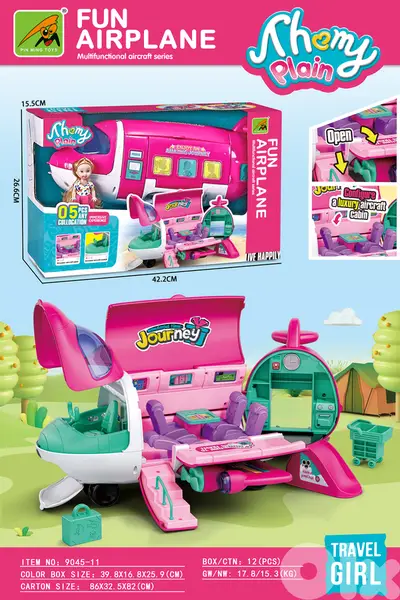 ArtCreativity Pink Storage Airplane Playset for Girls