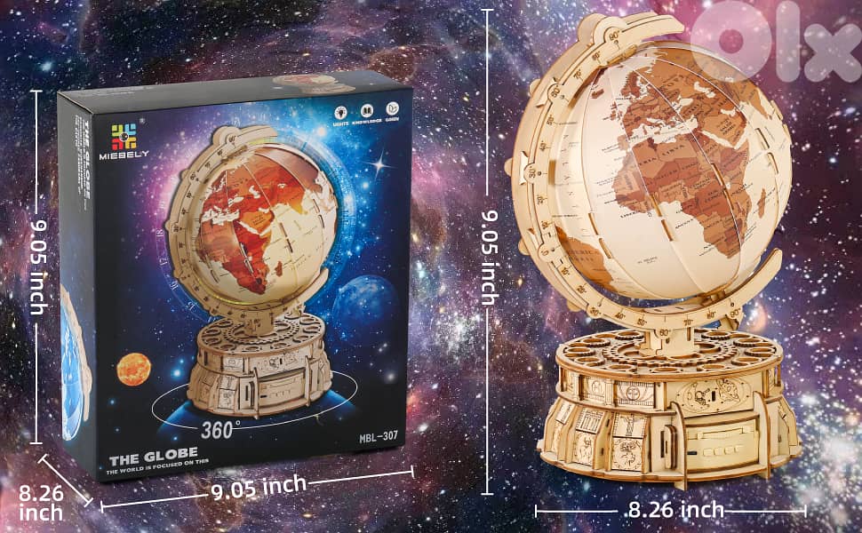 3D Wooden Puzzles for Adults, LED Illuminated Globe with Stand, 3D Woo 15