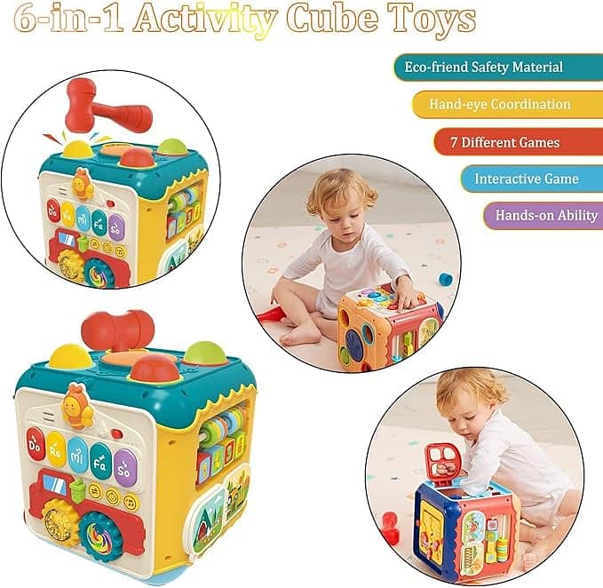 Huanger Activity Cube Toys, Kids Learning Musical Math Toy Play Cube f 9