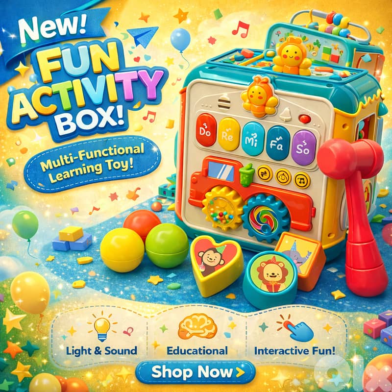 Huanger Activity Cube Toys, Kids Learning Musical Math Toy Play Cube f 10