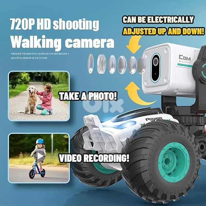RC Car with Camera, RC Stunt Car with 720P HD FPV Camera, 2-Way Talk, 2