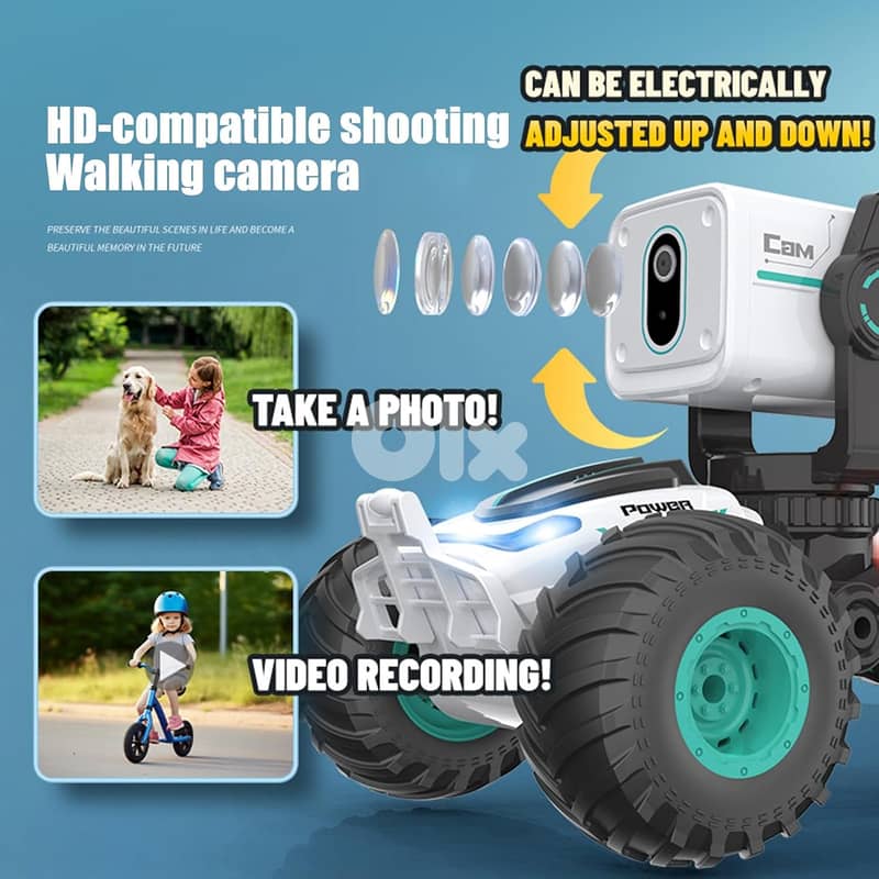 RC Car with Camera, RC Stunt Car with 720P HD FPV Camera, 2-Way Talk, 11