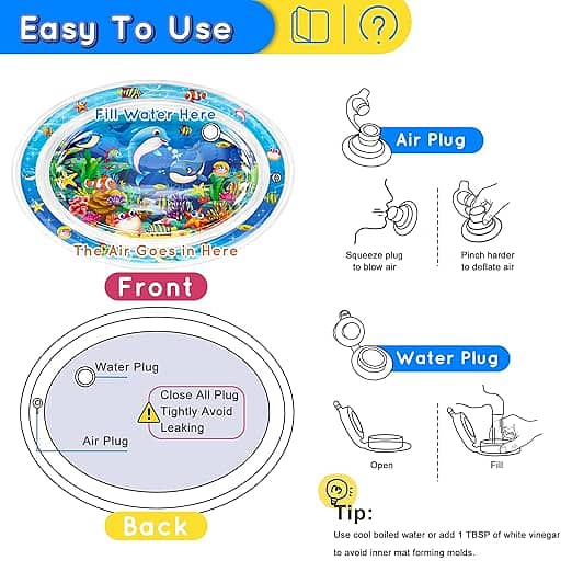 aby Water Mat, Yardhobi Tummy Time Water Mat Inflatable Baby Play Mat 5