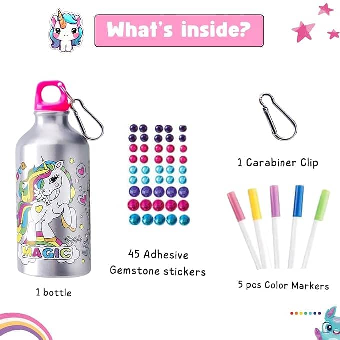 Tinker Squad DIY Unicorn BPA Free Water Bottle Set for Kids Girls | Ki 2