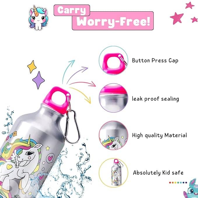 Tinker Squad DIY Unicorn BPA Free Water Bottle Set for Kids Girls | Ki 3