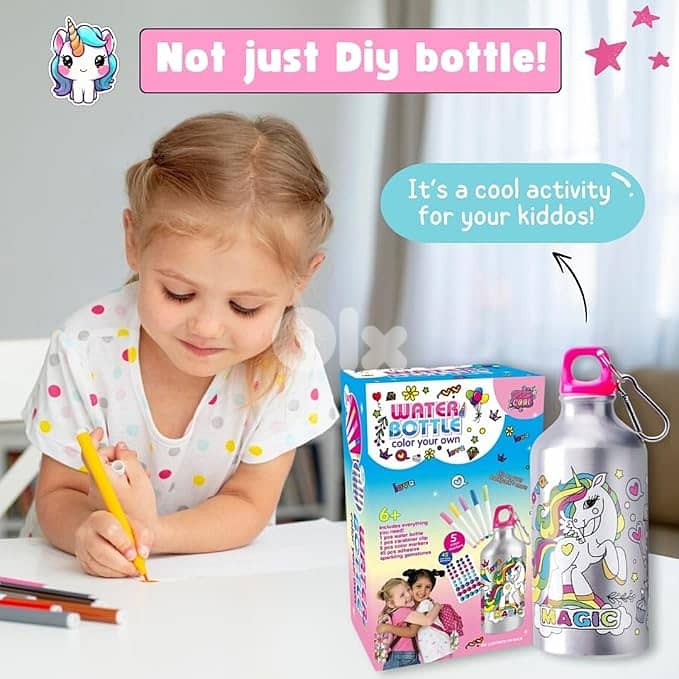 Tinker Squad DIY Unicorn BPA Free Water Bottle Set for Kids Girls | Ki 4