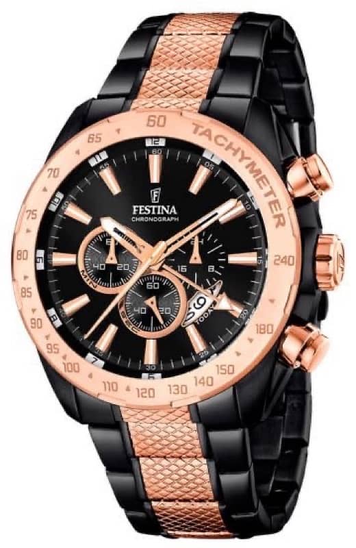 Festina Chronograph Watch – Black & Rose Gold (Like New) 0