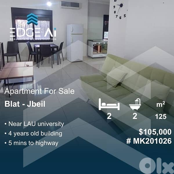 Apartment for Sale Duplex Style| Blat – Jbeil  Ref: #MK201026 0