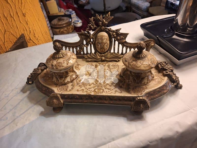 very rare of inkwell bronze with porcelain sévres hand made 0