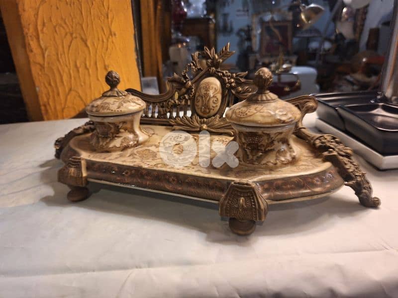 very rare of inkwell bronze with porcelain sévres hand made 1