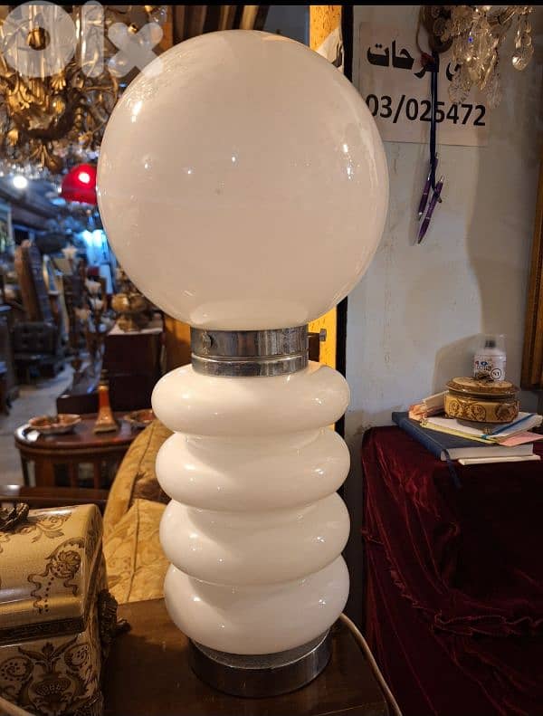 glass opaline table lamp designer Carlo Nason original 70s 2