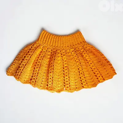 Handmade crochet yellow baby skirt (21 inch waist) soft cotton