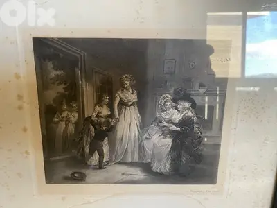 old gravure vintage antique painting