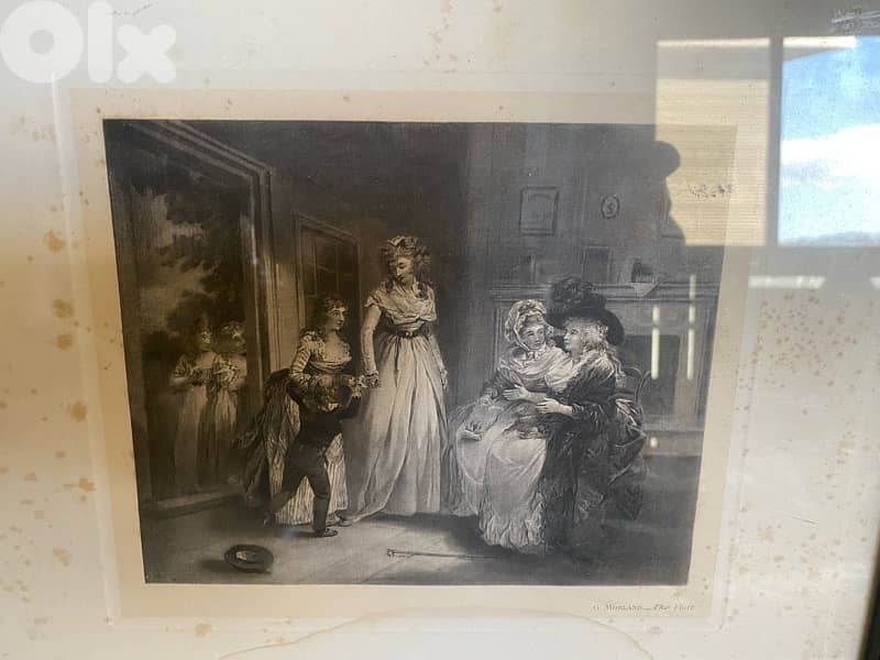 old gravure vintage antique painting 0