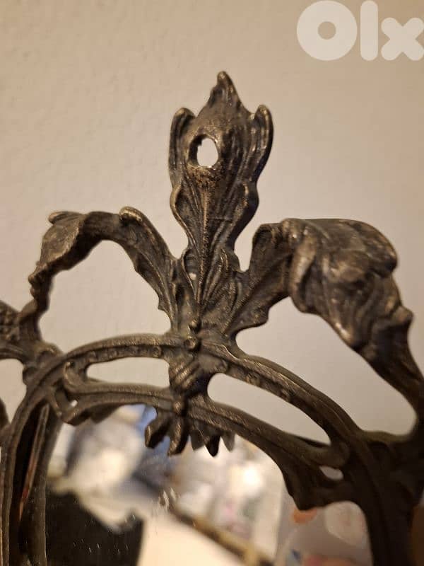 vintage ornate cast brass vanity mirror 1
