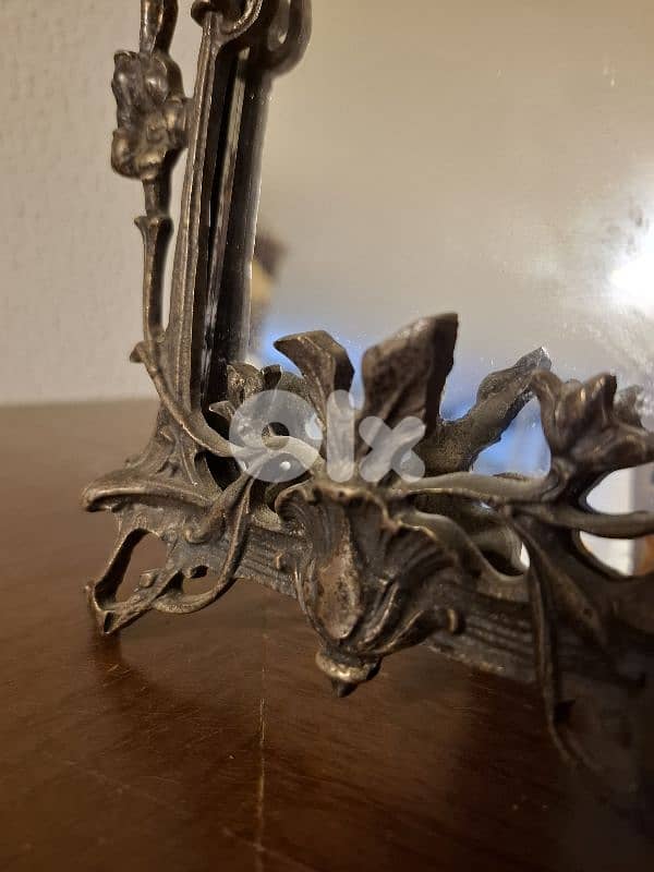 vintage ornate cast brass vanity mirror 2