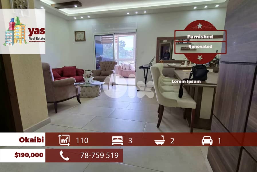 Okaibeh 110m2 | Furnished | Renovated Flat | Prime Location | MCH 0