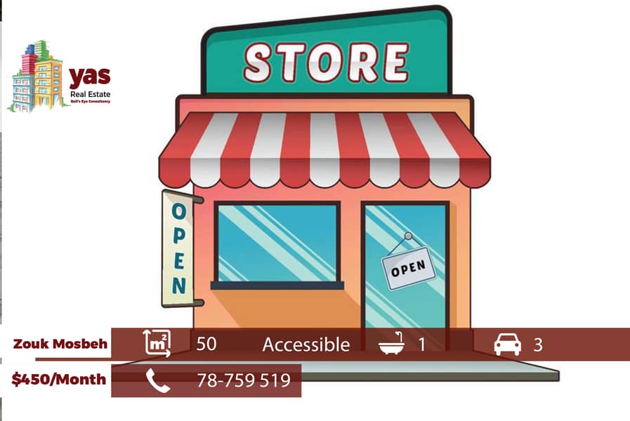 Zouk Mosbeh 50m2 | Shop For Rent | Prime Location | RH 0