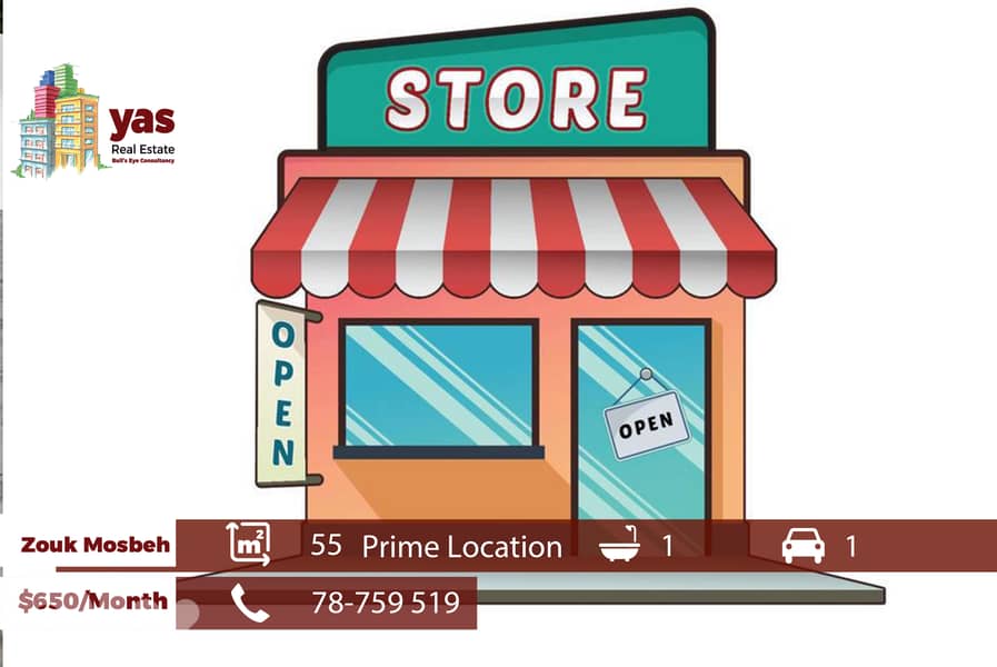 Zouk Mosbeh 55m2 | Shop | Rent | Active Street | Ideal Investment | RH 0