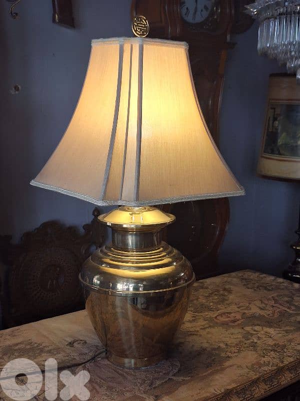 antique english large brass lamp 0