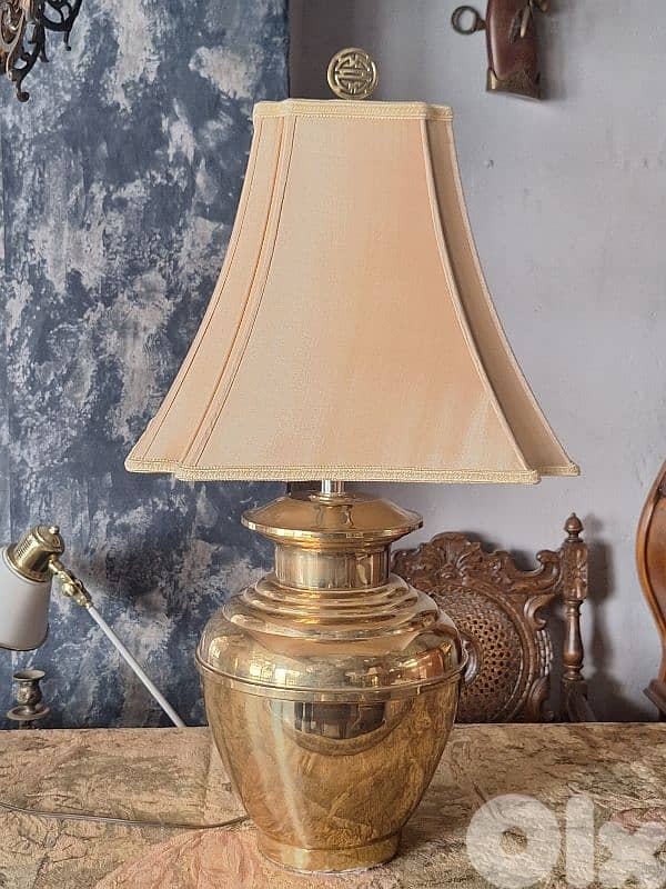 antique english large brass lamp 2