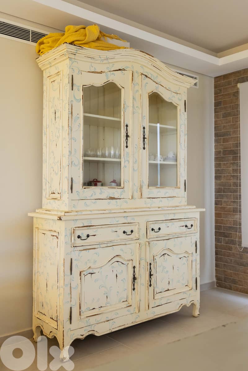 10-Piece French Country Dining Set: Large Cabinet, Table & 8 Chairs 8