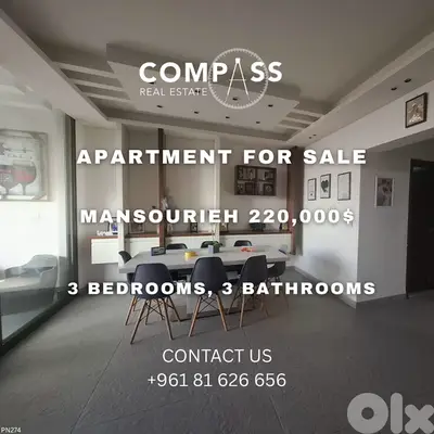 APARTMENT FOR SALE IN MANSOURIEH