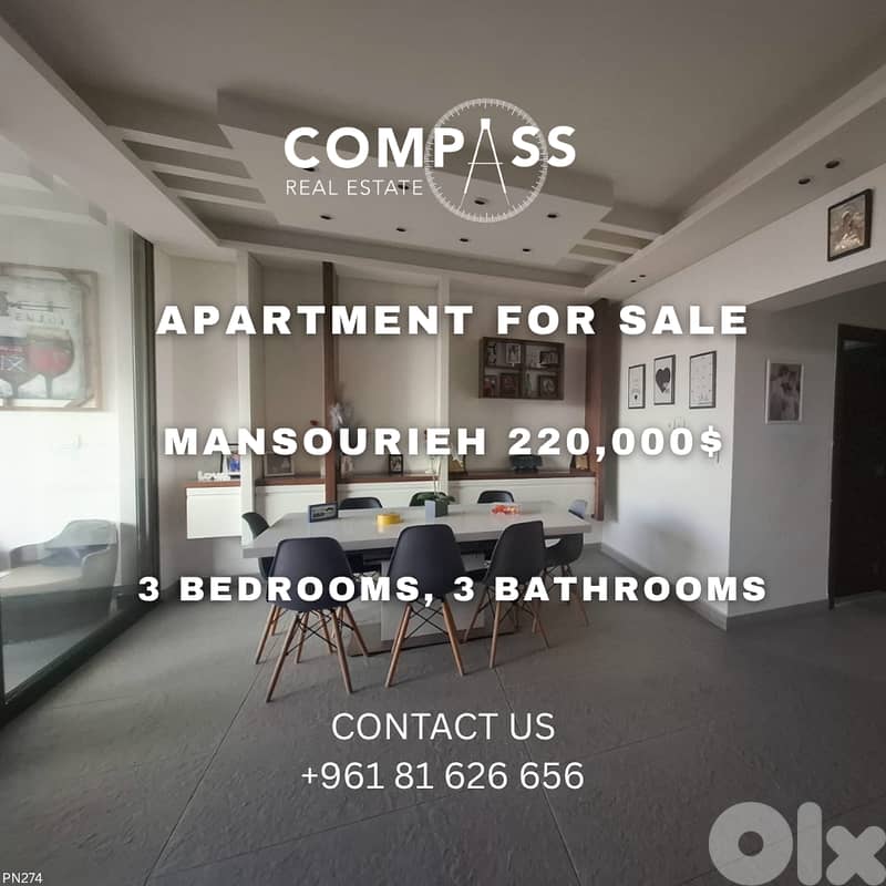 APARTMENT FOR SALE IN MANSOURIEH 0
