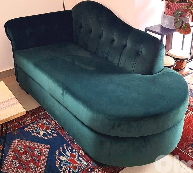Green velvet Sofa 0