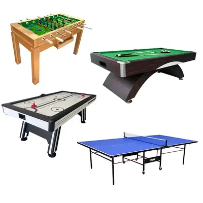 Billiard Pool Table, Air Hockey, Baby Foot Soccer Table, Ping Pong