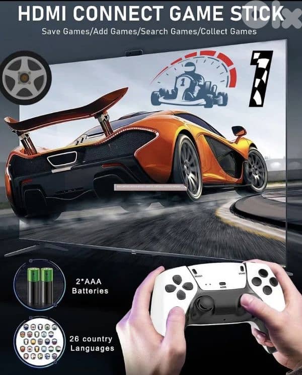 Game stick console set 2.4G wireless 3D 4k ultra HD double rocker 9