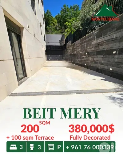 200 sqm Apartment For Sale in Beit Mery بيت مري with 100 sqm Terrace 200 sqm Apartment For Sale in Beit Mery بيت مري with 100 sqm Terrace
