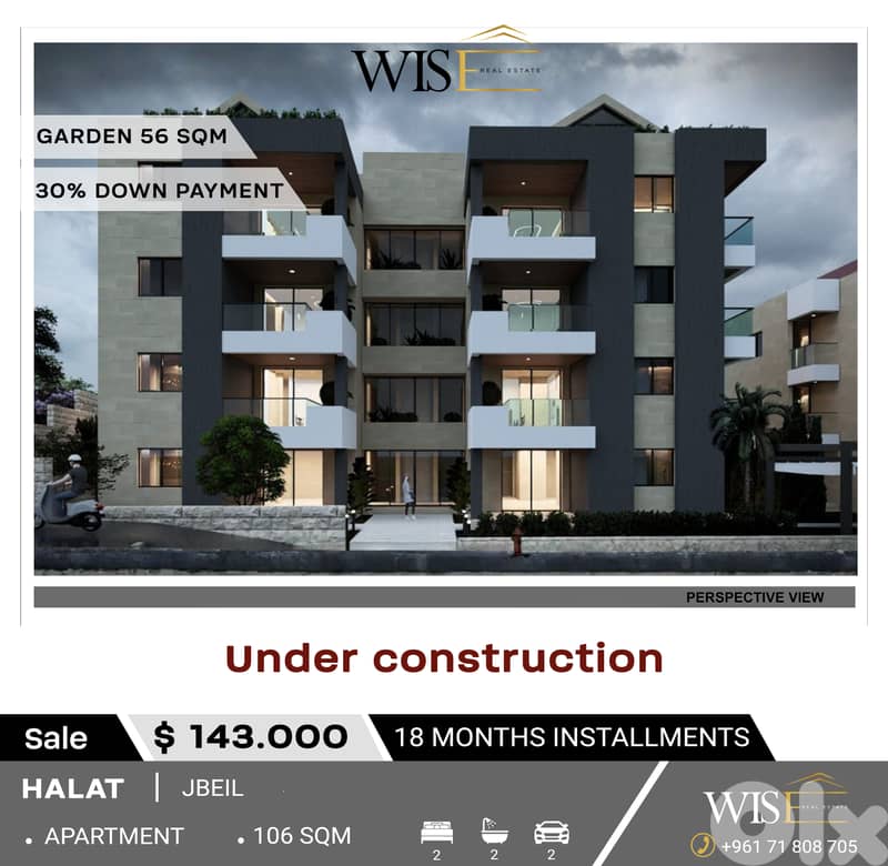  106 SQM Under Construction Apartment with Garden for SALE in Halat! 0