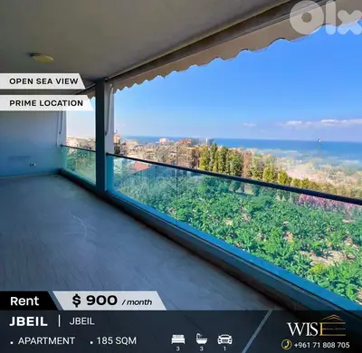  185 SQM Apartment for RENT in the Heart of Jbeil!