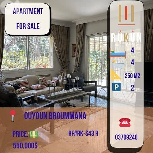 4 Bedroom Apartment for Sale Ouyoun Broummana 300 m² $550,000 0