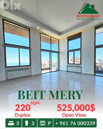 Fully Decorated 220 sqm Duplex For Sale in Beit Mery بيت مري