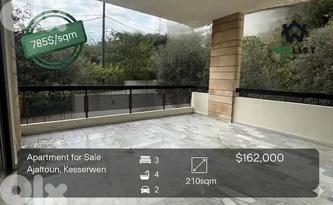 Apartment + Terrace for sale in Ajaltoun شقة للبيع قي منطقة عجلتون