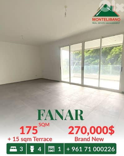 Brand New 175 sqm Apartment for Sale in Fanar with 15 sqm Terrace