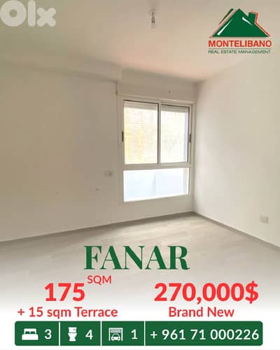 Brand New 175 sqm Apartment for Sale in Fanar with 15 sqm Terrace