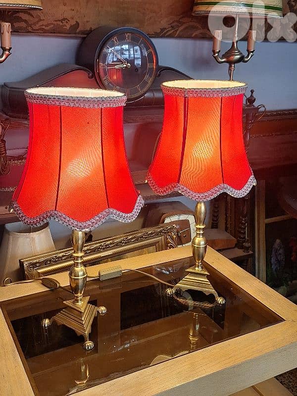 2 antique italian brass lamps 0