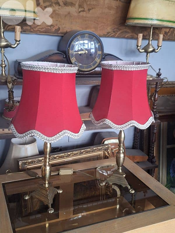 2 antique italian brass lamps 1