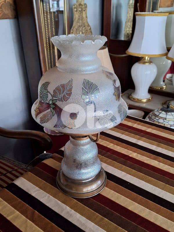 antique mushroom shaped glass lamp 0