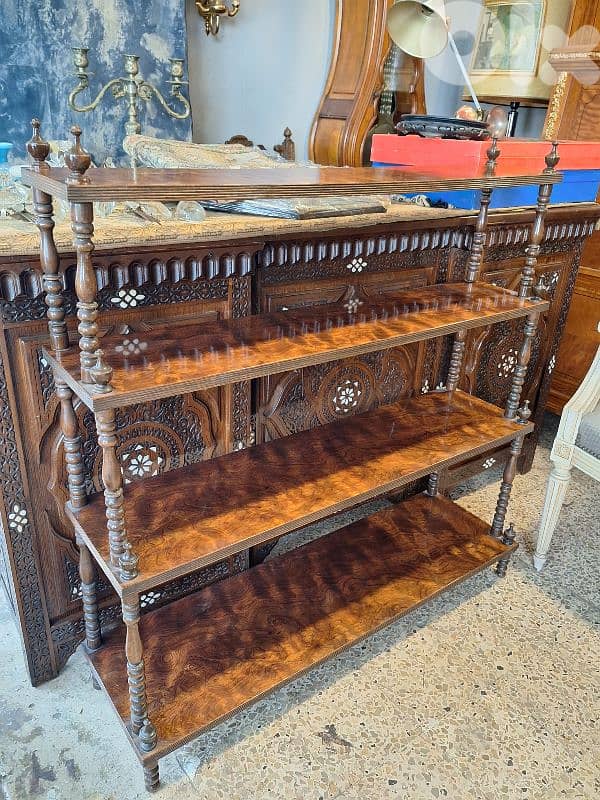 antique english solid wood stand 0