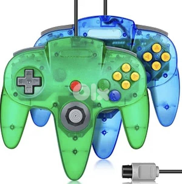 N64 controller 2 packs, Wired 64-bit Joystic (Clear Blue & Green) 0