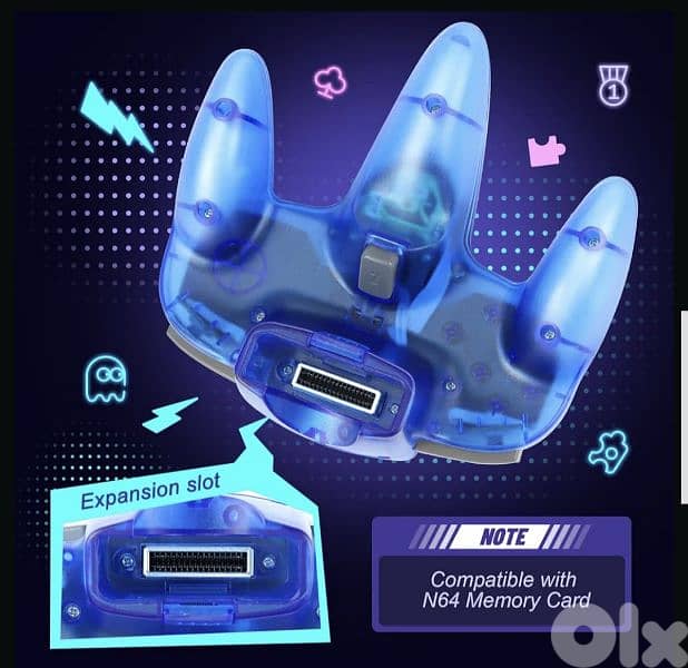 N64 controller 2 packs, Wired 64-bit Joystic (Clear Blue & Green) 12