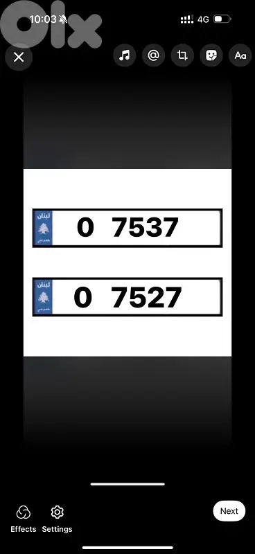 Special car plate 4 digits both 8000$