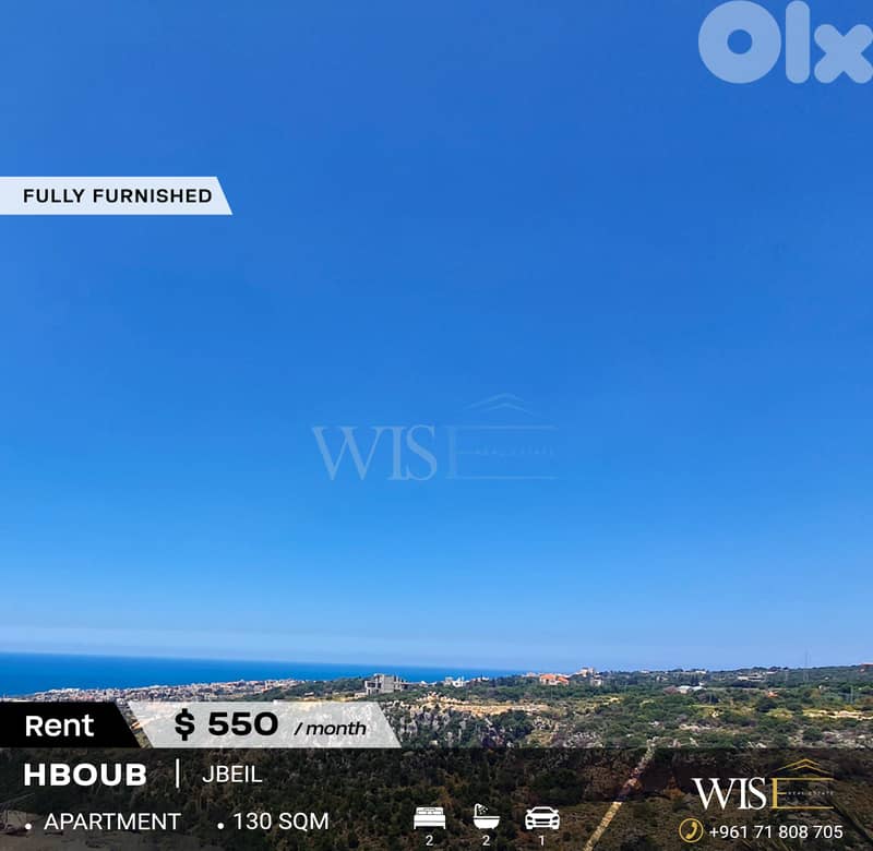  130 SQM Fully Furnished Apartment for RENT in Hboub! 0