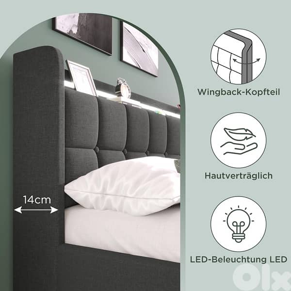 bed with 4 storage drawers Led and power charger jet 2