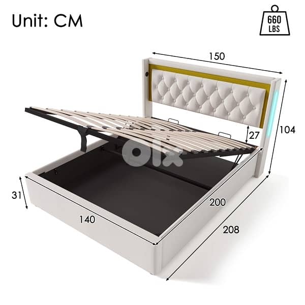 hydraulic bed USB , power jet charger , LED 3