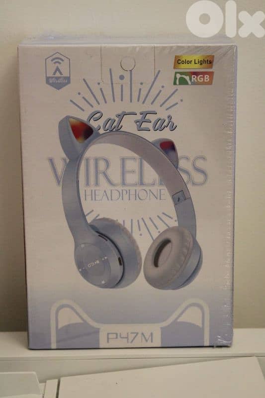 P47M RGB Cat Ear Wireless Headphones - New Sealed 0